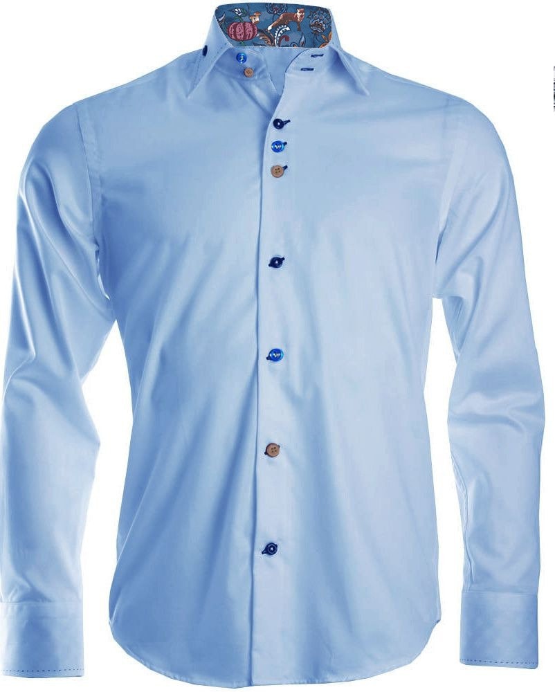 Men's Formal Shirt Men Italian Shirt Designer Great Quality Slim Fit Blue With Deer Print